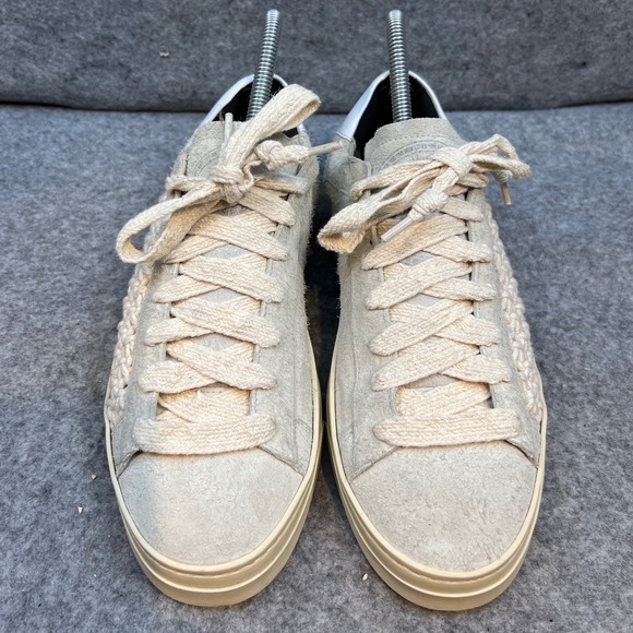 P448 Jack Macrame Women Gray & Nude Suede Woven Lace Up Sneakers Size EU 40 - Picture 4 of 9